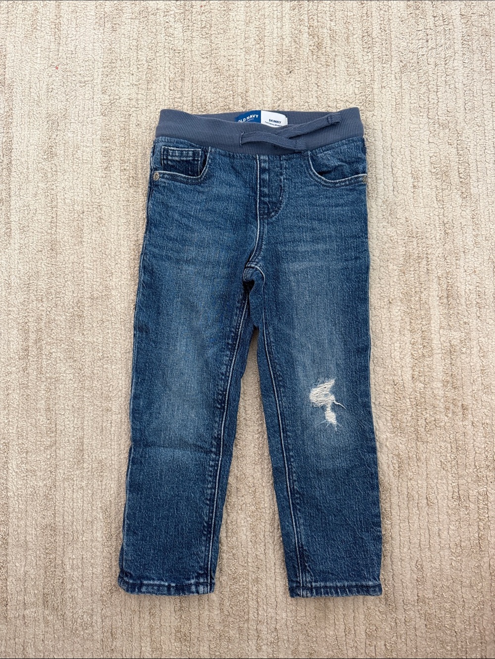 Old Navy Dark Blue Skinny Toddler Pull-On Jeans with Knee Distress